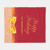 KerstFeestdagen roos gouden rood Fleece Deken (Voorkant (Horizontaal))