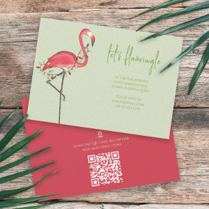 kerstfeestdagen Roze flamingo QR-codelijst Kaart