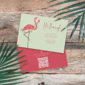 kerstfeestdagen Roze flamingo QR-codelijst Kaart
