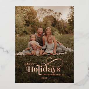 kerstFeestdagen serie Foto Rustisch Roos Gold Folie Feestdagen Briefkaart