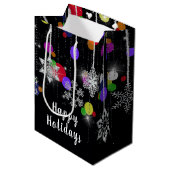 Kerstfeestdagen Snowflakes Medium Cadeauzakje (Voorkant Gekanteld)