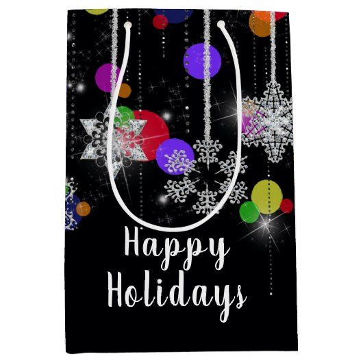 Kerstfeestdagen Snowflakes Medium Cadeauzakje (Voorkant)