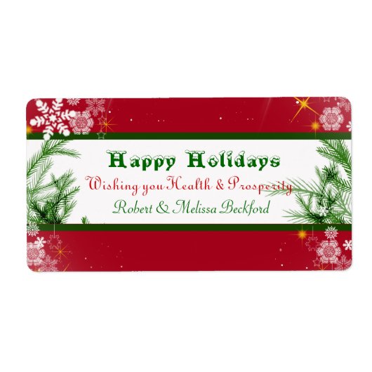 kerstfeestdagen Snowflakes Wijnlabel Etiket (Voorkant)