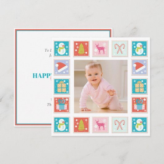 kerstFeestdagen Stempelfoto Kaart (Voorkant / Achterkant)