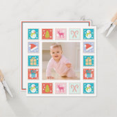 kerstFeestdagen Stempelfoto Kaart (Voorkant / Achterkant in situ)