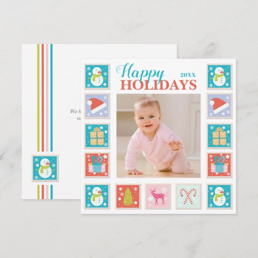 kerstFeestdagen Stempelfoto Kaart (Voorkant / Achterkant)