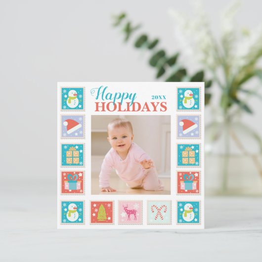kerstFeestdagen Stempelfoto Kaart (Staand voorkant)