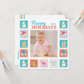 kerstFeestdagen Stempelfoto Kaart (Voorkant / Achterkant in situ)