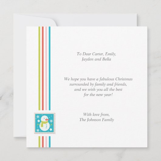 kerstFeestdagen Stempelfoto Kaart (Achterkant)