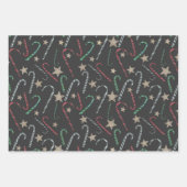 kerstFeestdagen Stippen met snoepsuikerriet en str Inpakpapier Vel (Voorkant)