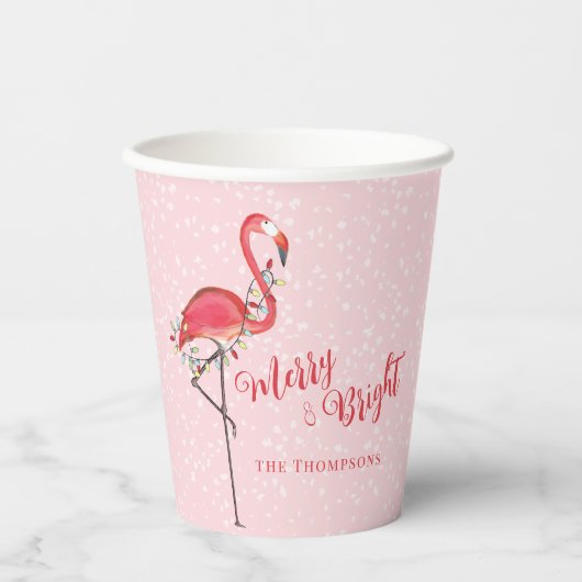 Kerstfeestdagen, String Lights Merry en Bright Papieren Bekers (Voorkant)