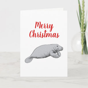  kerstfeestdagen voor Manatee Drawing Feestdagen Kaart