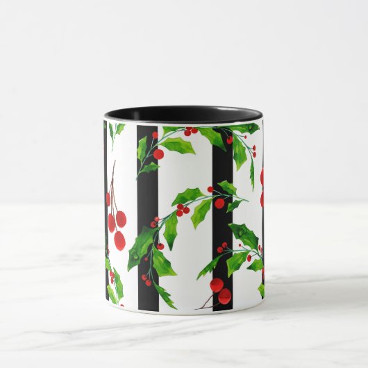 KerstFeestdagen Waterverf Holly Floral Pattern Mok (Midden)