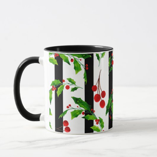 KerstFeestdagen Waterverf Holly Floral Pattern Mok (Links)