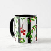 KerstFeestdagen Waterverf Holly Floral Pattern Mok (Voorkant links)