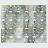 Kerstfeestdagen Waterverf van bosrijke dieren Cadeaupapier (Vlak)