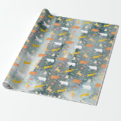 Kerstfeestdagen Waterverf van bosrijke dieren Cadeaupapier (Uitgerold)