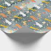 Kerstfeestdagen Waterverf van bosrijke dieren Cadeaupapier (Hoek)