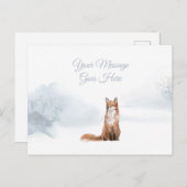 KerstFeestdagen Winter Fox Elegant Script Briefkaart (Voorkant / Achterkant)