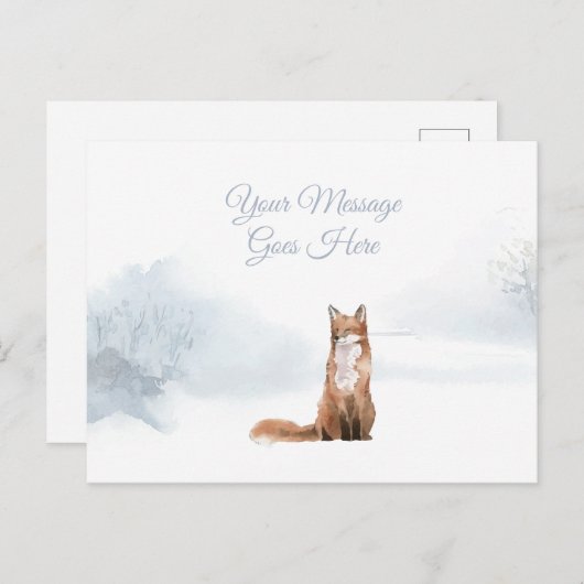 KerstFeestdagen Winter Fox Elegant Script Briefkaart (Voorkant / Achterkant)