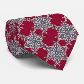 Kerstfeestdagen winter Rode grijze sneeuwvlokken Stropdas (Opgerold)