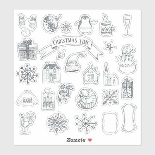 KerstFeestdagen Winterjournaal  Sticker (Vel)