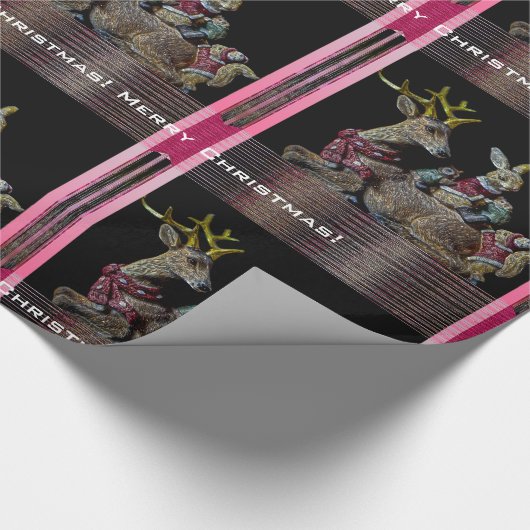 Kerstfeestdieren Cadeaupapier (Hoek)