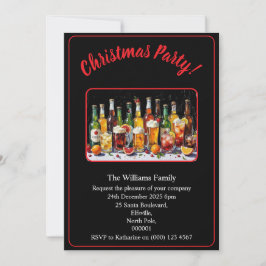 Kerstfeestdranken en cocktails Xmas Black Kaart