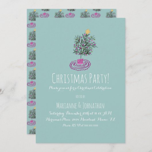 kerstfeestdromen met kerstboomwortel kaart (Voorkant / Achterkant)