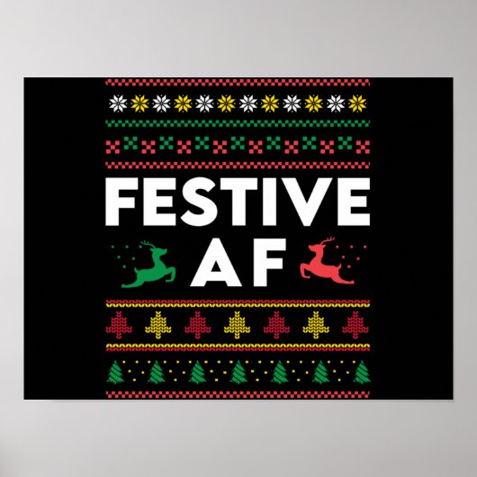 Kerstfeestelijke AF-feestdagen Funny Holiday Reind Poster (Voorkant)