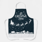 kerstfeestelijke blauwe kerstfeestdagen schort (Voorkant)