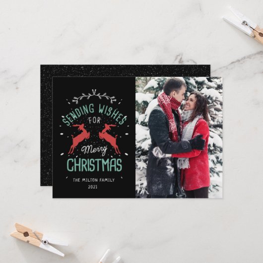  kerstfeestelijke decoratieve foto kaart (Voorkant / Achterkant in situ)