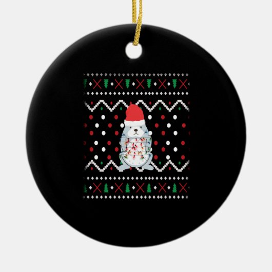 Kerstfeestelijke feestdagen keramisch ornament (Voorkant)