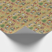  kerstfeestelijke feestdagen met Retro Gold Cadeaupapier (Hoek)