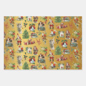  kerstfeestelijke feestdagen met Retro Gold Inpakpapier Vel (Voorkant 3)
