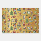  kerstfeestelijke feestdagen met Retro Gold Inpakpapier Vel (Voorkant 2)