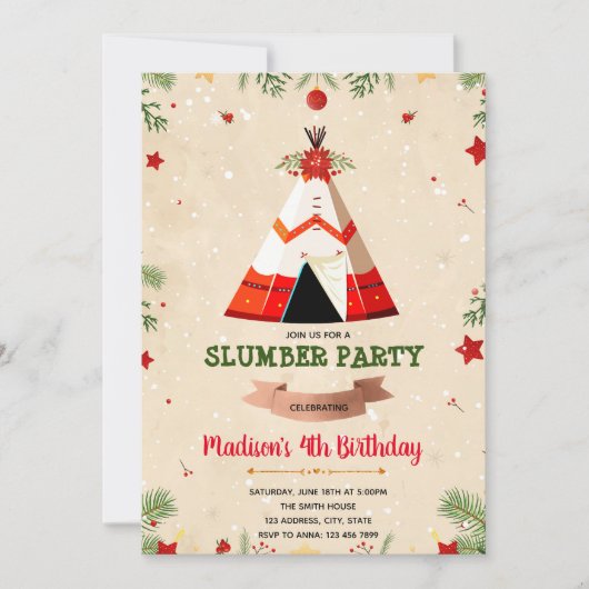 kerstfeestelijke feestelijke uitnodiging (Voorkant)