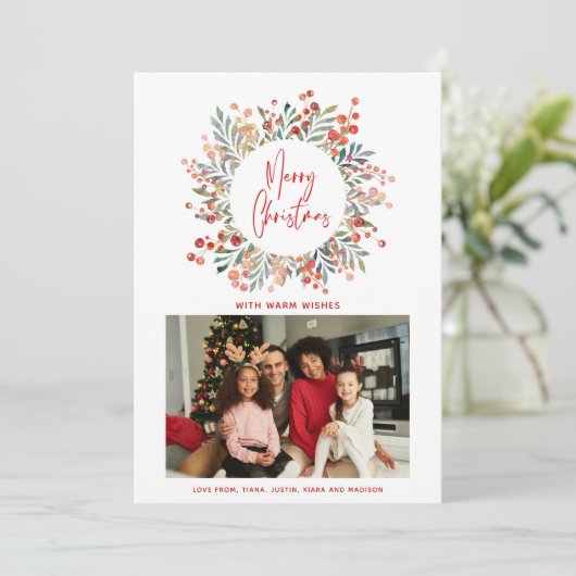 Kerstfeestelijke Floral Moderne Familie Foto (Staand voorkant)