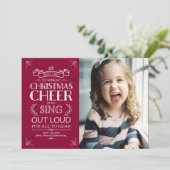 Kerstfeestelijke foto in Magenta Feestdagenkaart (Staand voorkant)