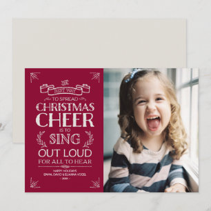 Kerstfeestelijke foto in Magenta Feestdagenkaart