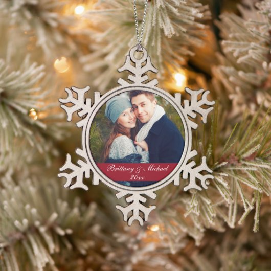 Kerstfeestelijke fotoornament jaar SF Tin Sneeuwvlok Ornament (Boom)