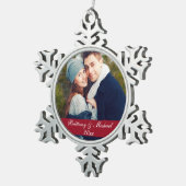 Kerstfeestelijke fotoornament jaar SF Tin Sneeuwvlok Ornament (Rechts)