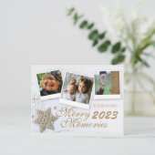 Kerstfeestelijke herinneringen rotsachtige sneeuwv feestdagenkaart (Staand voorkant)