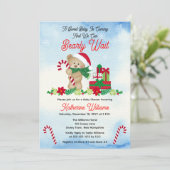 Kerstfeestelijke jongen Beer vroeg wachten Baby sh Kaart (Staand voorkant)