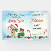 Kerstfeestelijke jongen Beer vroeg wachten Baby sh Spandoek (Horizontaal)