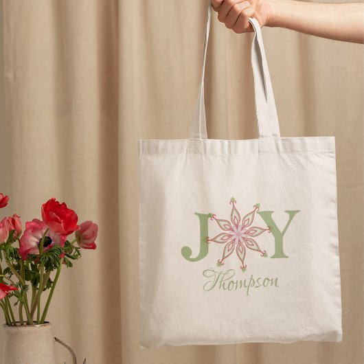 Kerstfeestelijke Joy Typography Whimsical Tote Bag