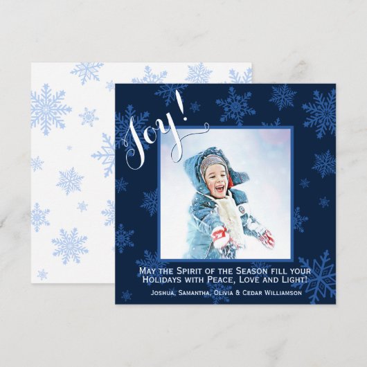 kerstfeestelijke Kaart met blauw Snowflakes (Voorkant / Achterkant)