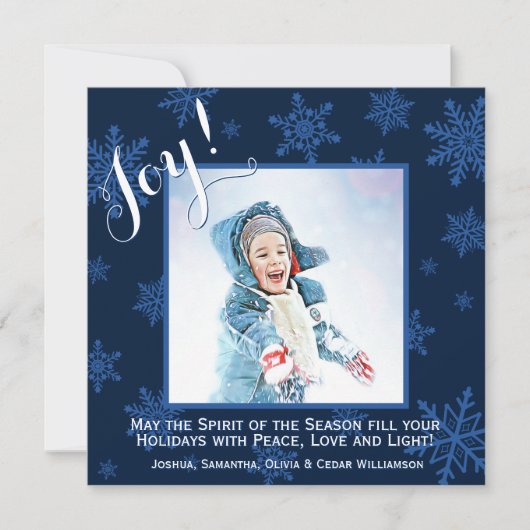kerstfeestelijke Kaart met blauw Snowflakes (Voorkant)