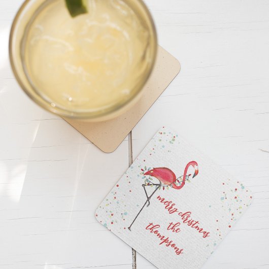 Kerstfeestelijke kaartrecht met springstaartjes kartonnen onderzetters