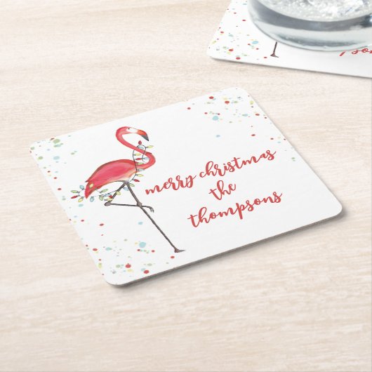 Kerstfeestelijke kaartrecht met springstaartjes kartonnen onderzetters (Schuin)